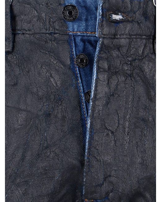 MM6 by Maison Margiela Blue Textured Denim Jeans With Classic Five-Pocket Design for men