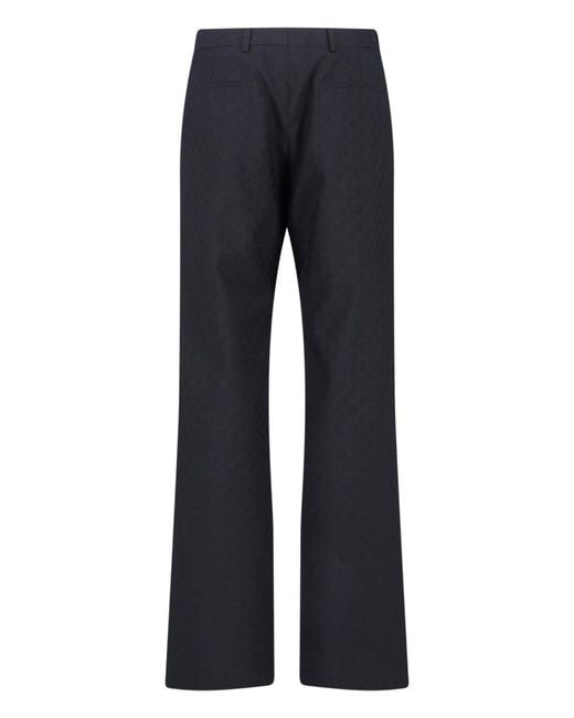 Gucci Blue Wool Pants "Gg" for men