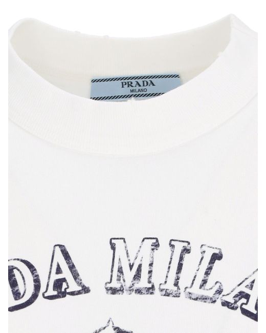 Prada White 100% Cotton T-Shirt