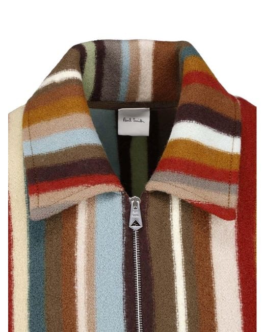 Paul Smith Brown Zip Cardigan “Signature Stripe” for men