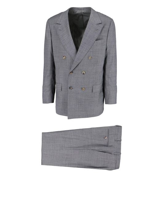 Kiton Gray Double-breasted Suit for men
