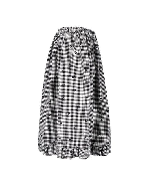 Comme des Garçons Gray Gingham Floral Mini Skirt