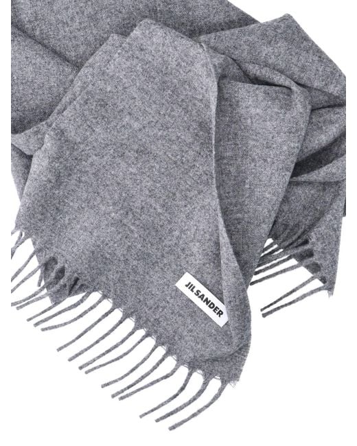 Jil Sander Gray 100% Virgin Wool Scarf