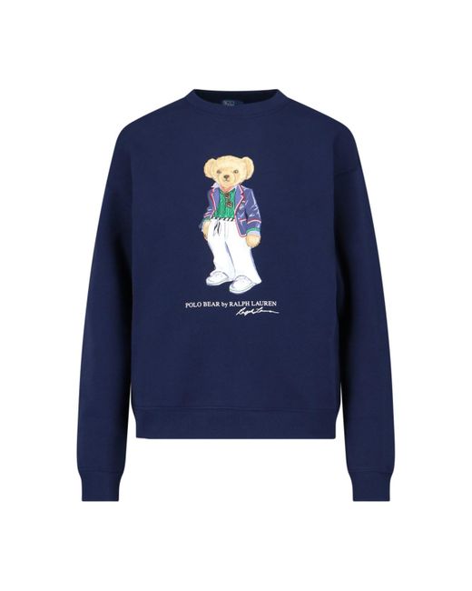 Polo Ralph Lauren Blue 'bear' Crew Neck Sweatshirt