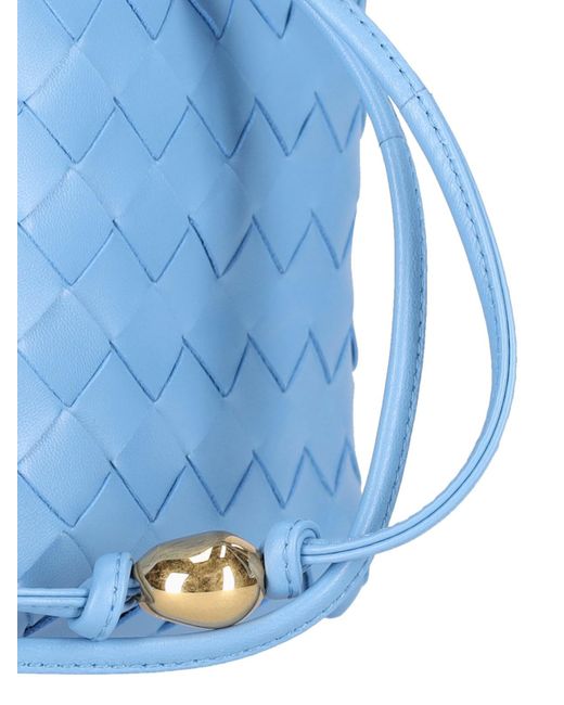 Bottega Veneta Blue 'intrecciato' Small Bucket Bag