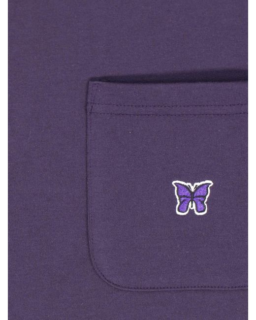 T-Shirt Logo di Needles in Purple da Uomo