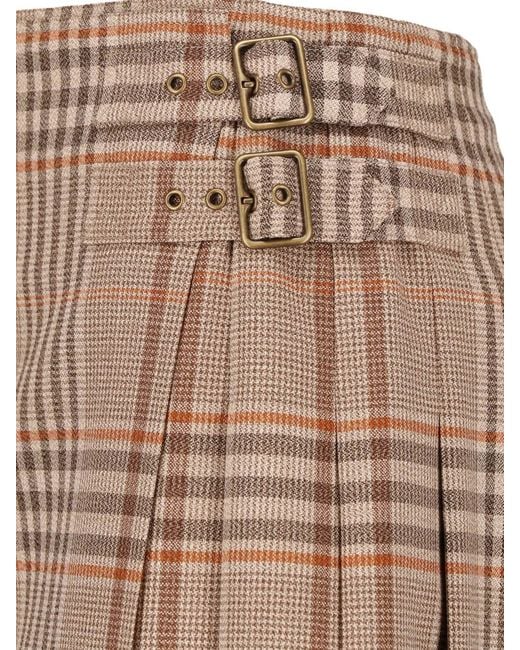 Burberry Natural Plaid Wool Wrap Skirt