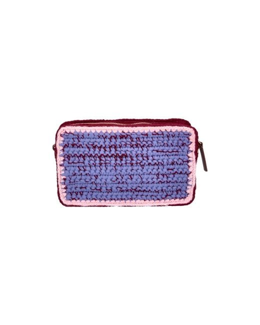 Marni Purple Wool And Calf Leather Bag With Metallic Hardware