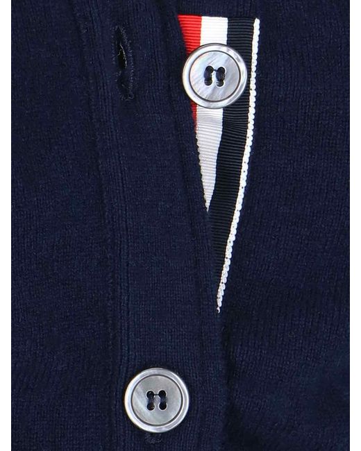 Thom Browne Blue '4-bar' Cashmere Cardigan