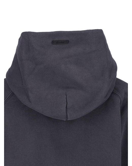 Fear Of God Blue Cropped Arched Logo Hooded Sweatshirt