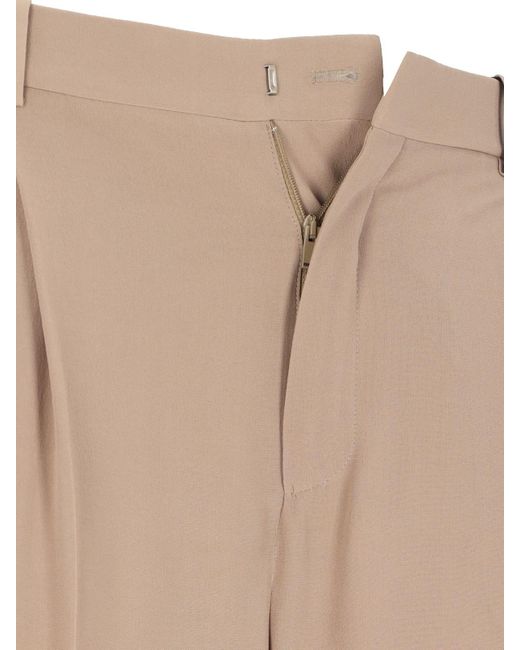 Saint Laurent Natural Trousers Silk