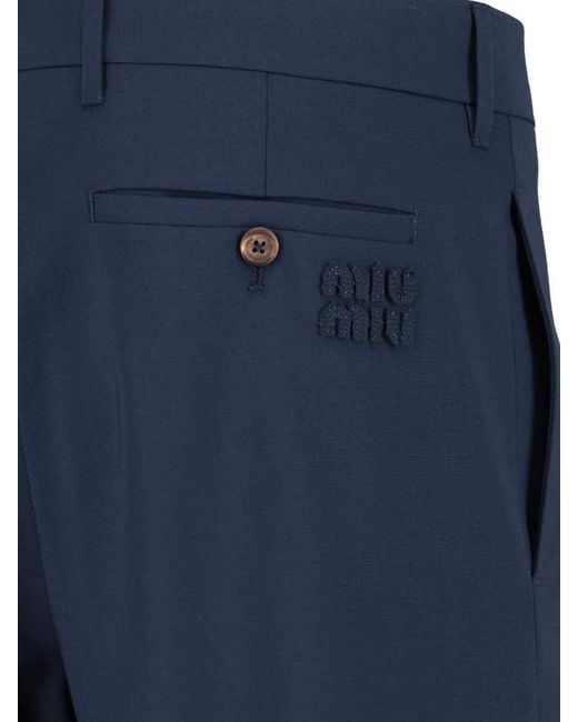 Miu Miu Blue Tailored Virgin Wool Trousers