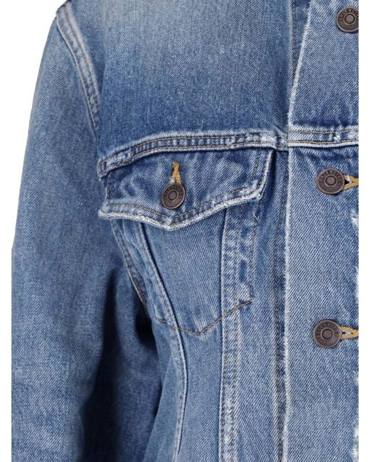 Balenciaga Blue Cowhide-Trim Cotton Jacket
