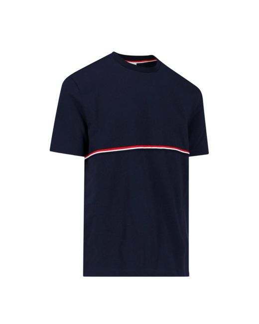 Thom Browne Blue Tricolor Detail T-shirt for men