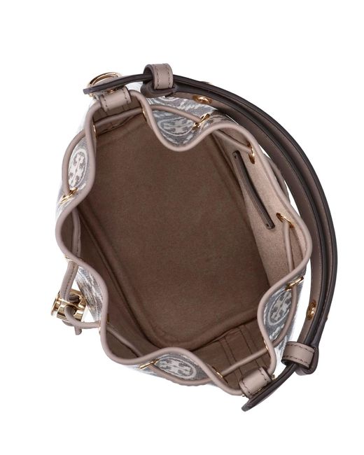 Borsa A Secchiello "T Monogram" di Tory Burch in White