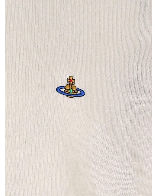 Vivienne Westwood White Cream Alex Cotton Crew Neck Sweater for men