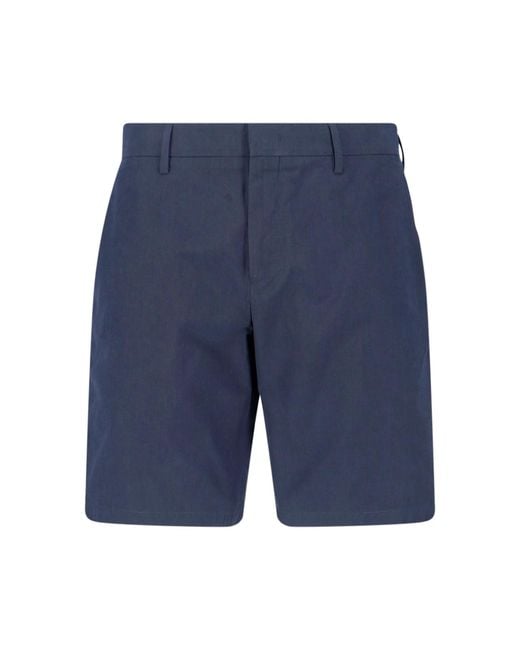 Paul Smith Blue Mid-Rise Cotton Straight Shorts for men