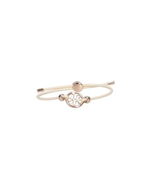 Tory Burch White Logo Charm Adjustable Bracelet