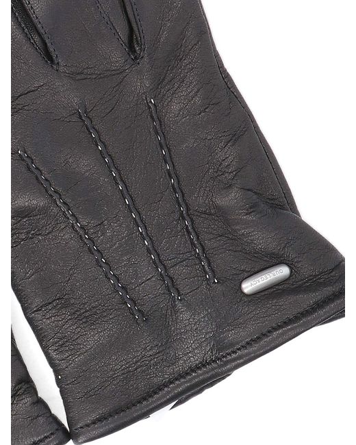 Our Legacy Black Leather Stitched Logo Gloves