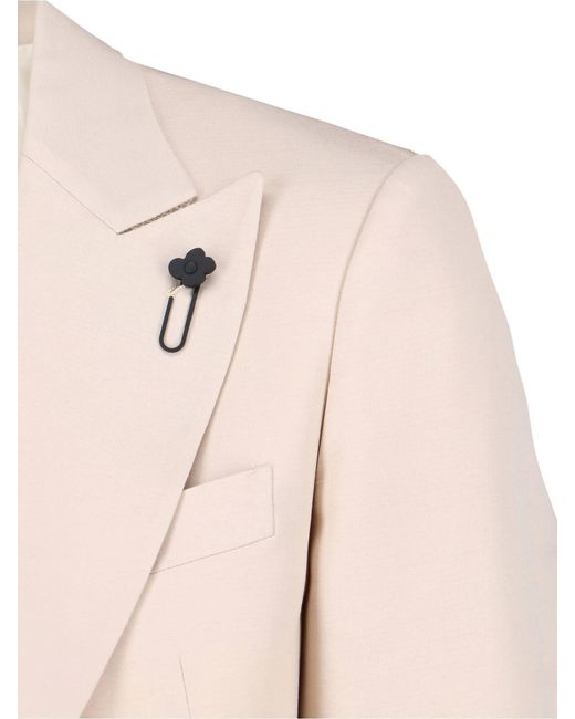 Lardini Natural Single-Breasted Viscose Blazer for men
