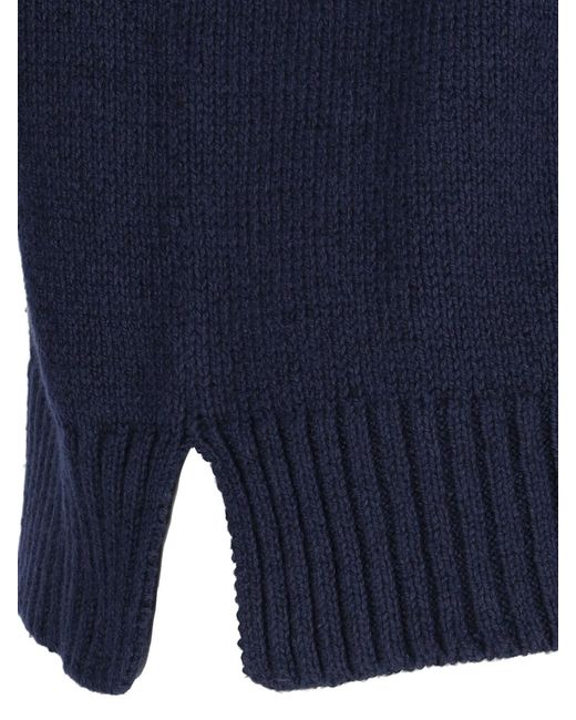 Polo Ralph Lauren Blue Polo Bear Embroidered Knit Sweater