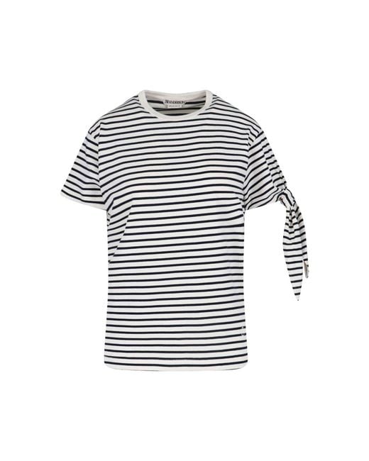 J.W. Anderson Gray Striped Knotted Sleeve Cotton T-Shirt