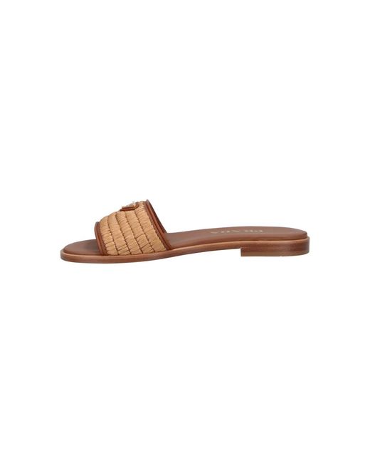 Prada White Raffia Logo Sandals