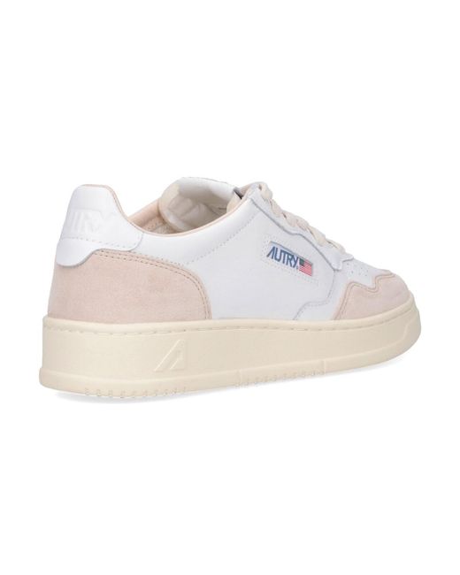 Autry White Low-Top Sneakers With Suede Accents And Logo Detailing for men