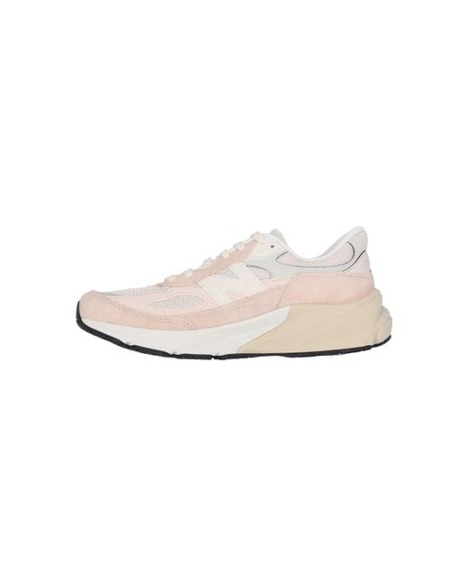 New Balance White Pigskin & Mesh Sneakers
