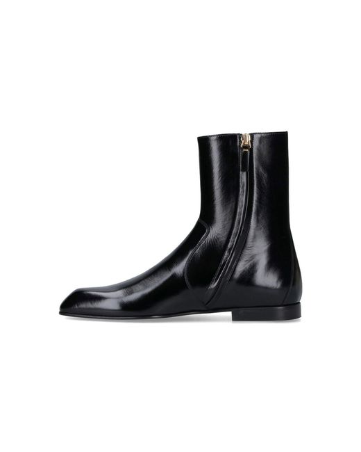 Khaite Black Sophisticated Calf Leather Ankle Boot With Hardware