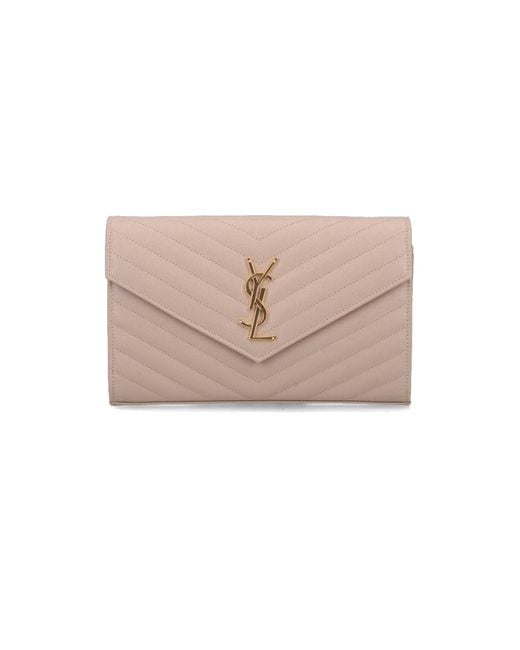 Saint Laurent White Monogram Wallet On Chain