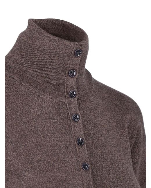 Lemaire Brown Button-Front Turtleneck Cardigan