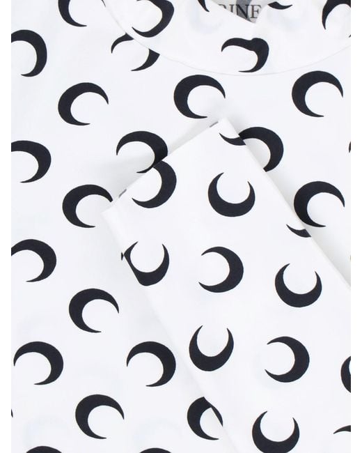 MARINE SERRE White Crescent Moon Fitted Long-Sleeve Top