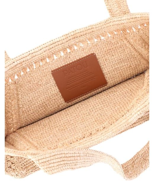 Borsa Tote Grande A Trapezio di Patou in Natural