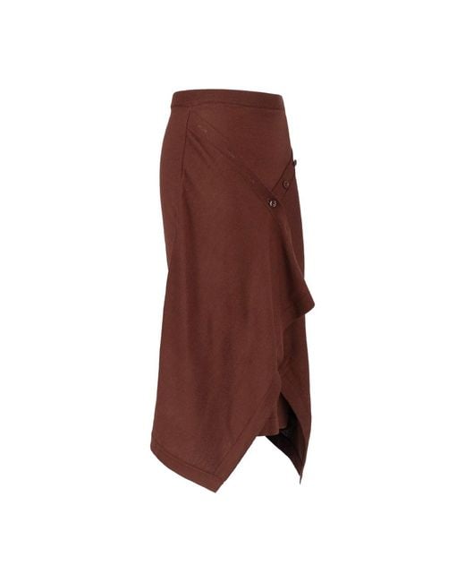 Lemaire Brown Asymmetrical Midi Skirt