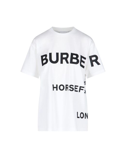 T-Shirt Stampa "Horseferry" di Burberry in White