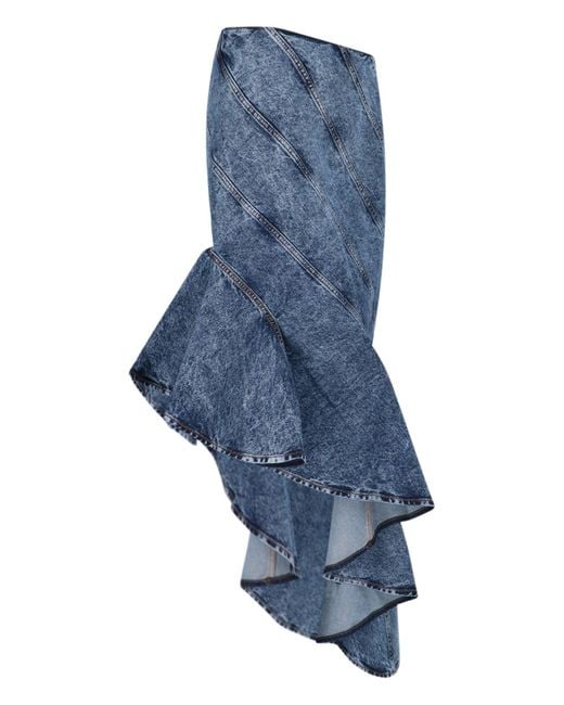 Gonna Midi A Spirale In Denim di Alaïa in Blue