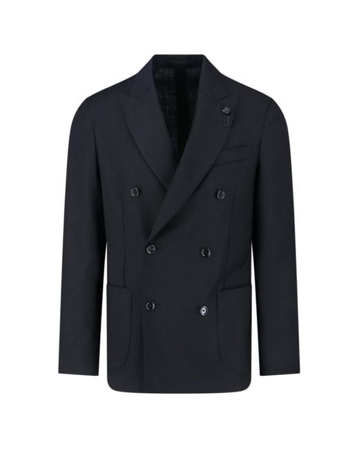 Lardini Blue Double-Breasted Blazer for men