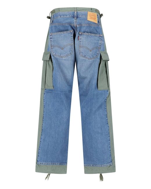 Junya Watanabe Blue Patchwork Cargo Drawstring Denim Jeans for men