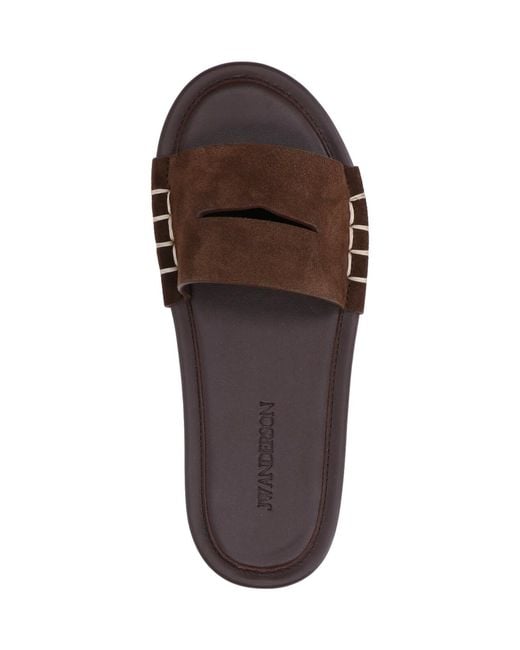 J.W. Anderson White Calf Leather Open-Toe Slides With Contrast Stitching