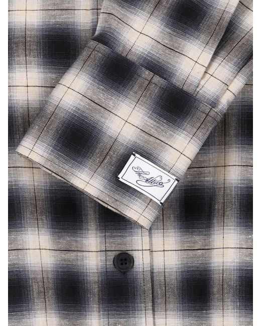 The Attico Gray Classic Plaid Shirt With Asymmetrical Hem