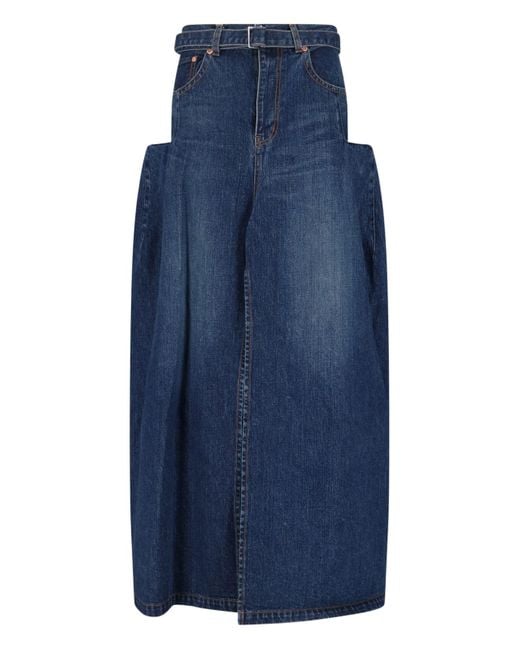 Sacai Blue Maxi Denim Skirt