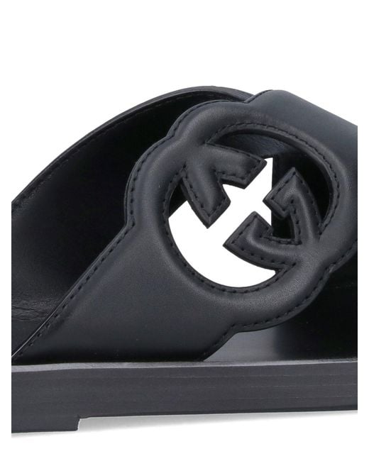 Gucci Black Interlocking G Slide Sandal for men