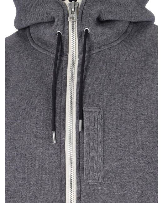 Sacai Gray Zip Hoodie for men