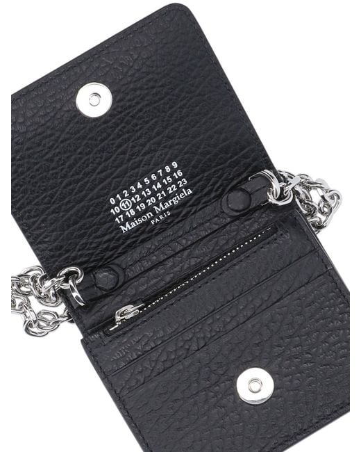 Maison Margiela Black Bovine Leather Mini Wallet With Brass & Zinc Alloy Hardware