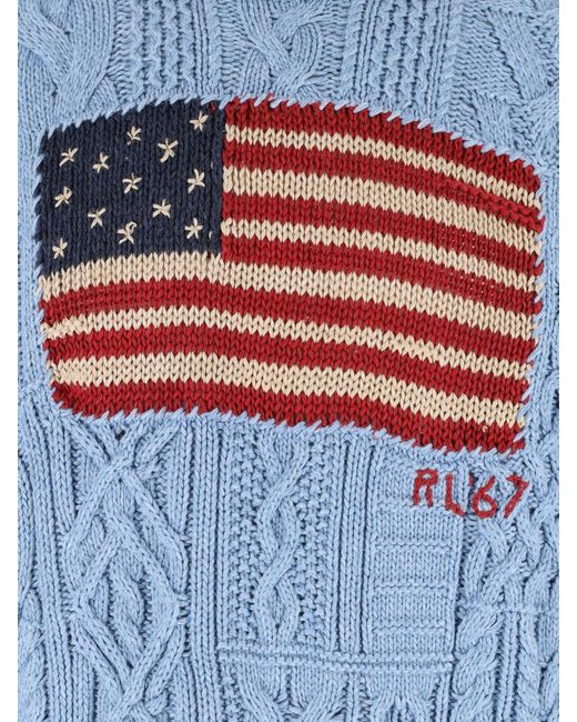 Polo Ralph Lauren Blue Sweater "American Flag" for men