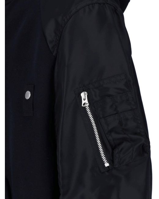 Sacai Blue Hooded Bomber Jacket for men