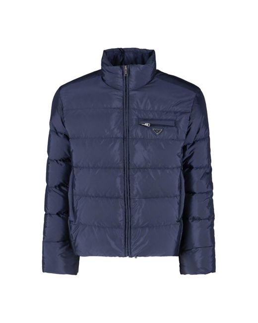 Prada Blue Logo Zip Down Jacket for men