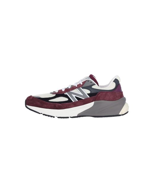 New Balance Red Pigskin & Mesh Sneakers