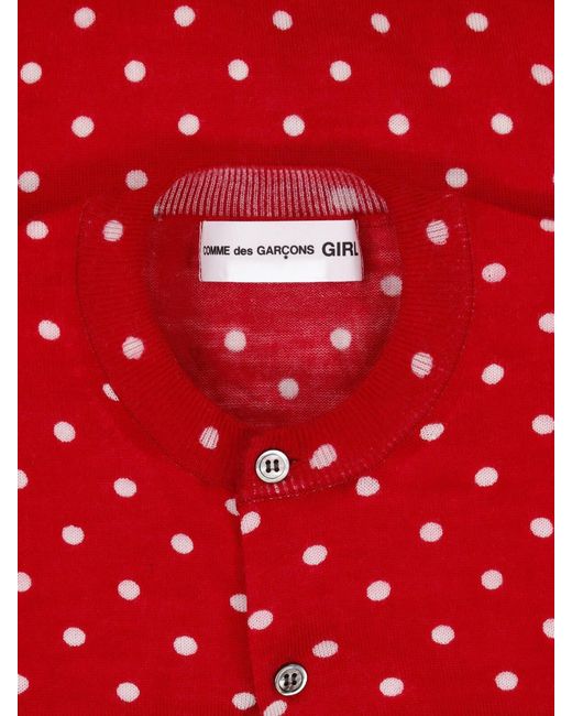 Comme des Garçons Red Polka Dot Button-Down Cropped Sweater